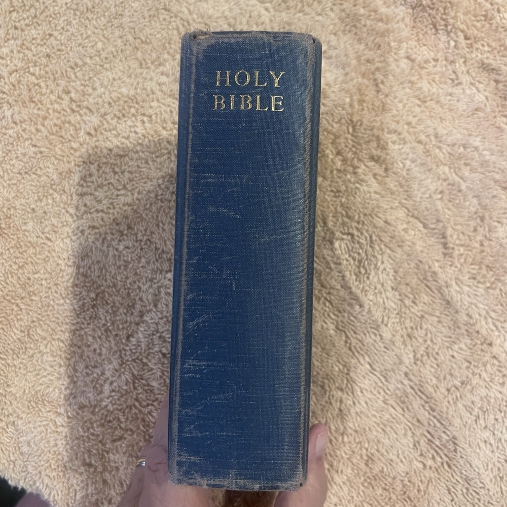 1949 Oxford Self Pronouncing Holy Bible KJV Thumb Index Blue Hardcover VTG